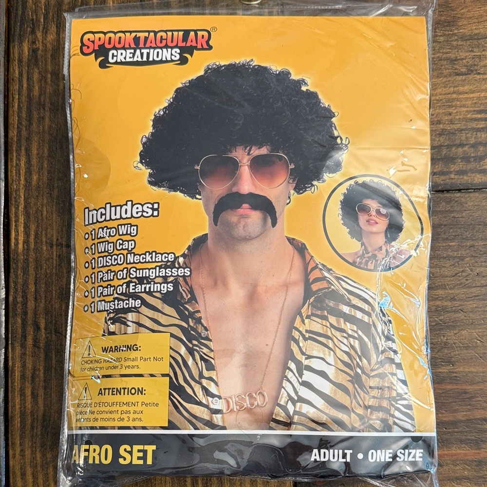 Spooktacular Creations Afro Set - Black/Gold - Unisex (OS)